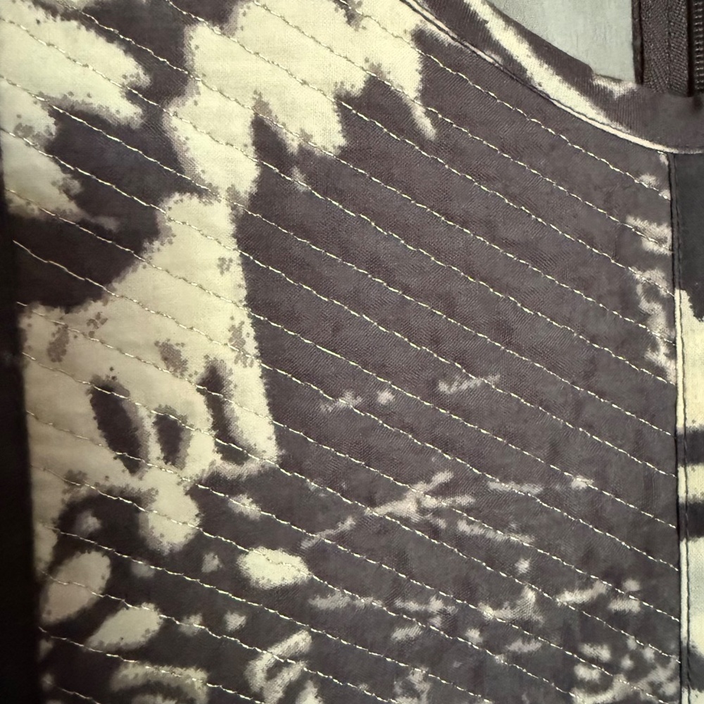 Coldwater Creek Maxi Dress Tie Dye Quilted Gray Cream Size 10 - Picture 3 of 14